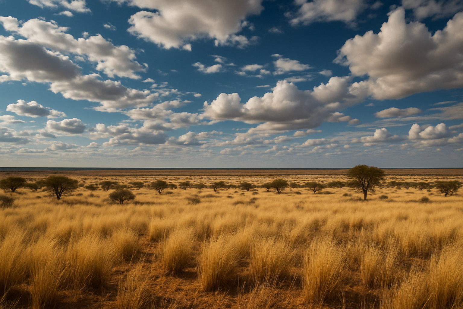 Wide-angle view of the open savanna in central Namibia